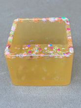 Load image into Gallery viewer, Sunny Yellow Square Pot with Chunky Glitter Hearts & Stars