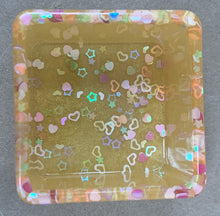 Load image into Gallery viewer, Sunny Yellow Square Pot with Chunky Glitter Hearts & Stars