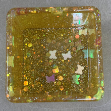 Load image into Gallery viewer, Golden Yellow Square Pot with Butterfly Glitter