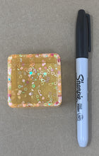 Load image into Gallery viewer, Sunny Yellow Square Pot with Chunky Glitter Hearts & Stars