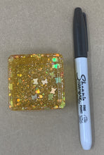 Load image into Gallery viewer, Golden Yellow Square Pot with Butterfly Glitter