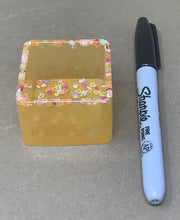 Load image into Gallery viewer, Sunny Yellow Square Pot with Chunky Glitter Hearts & Stars