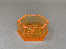 Load image into Gallery viewer, Orange Hexagonal Tiny Pot with Chunky Triangle Glitter