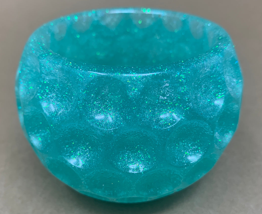 Tremendous Teal Pot with Green & Gold Glitter